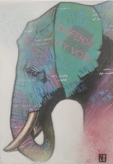 绘画 标题为“DÉFENSE D Y VOIR” 由Nanou, 原创艺术品, 丙烯 安装在木质担架架上