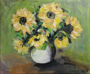 Tournesols en pleurs Peinture intitulée "Tournesols en pleurs" par Florence Trottoli, Œuvre d'art originale, Acrylique