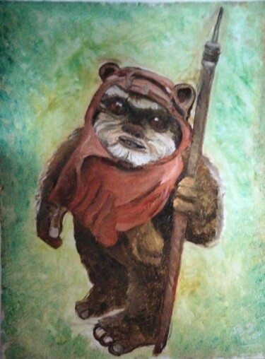 Peinture intitulée "L'ewok" par Philippe Bayle (chatinspire), Œuvre d'art originale, Huile Monté sur Châssis en bois