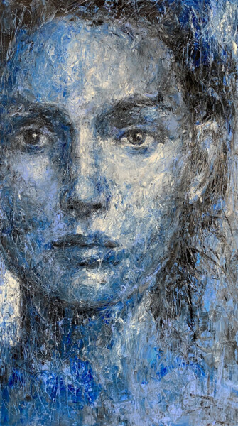 绘画 标题为“Blue moon birch” 由Margarita Ivanova, 原创艺术品, 油 安装在木质担架架上