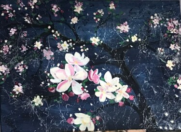 绘画 标题为“Apfelblüten” 由Tabea Schibler (TaBeArt), 原创艺术品, 丙烯 安装在木质担架架上