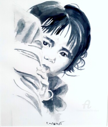Portrait enfant aquarelle 제목이 "Portrait enfant aqu…"인 미술작품 Florence Mignot로, 원작, 수채화