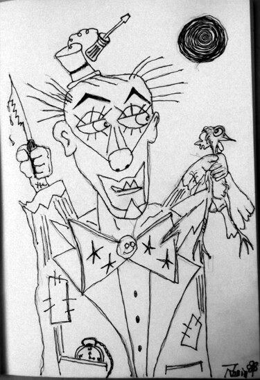 Dibujo titulada "Pollo con mal final" por Fernando Rubio, Obra de arte original, Tinta