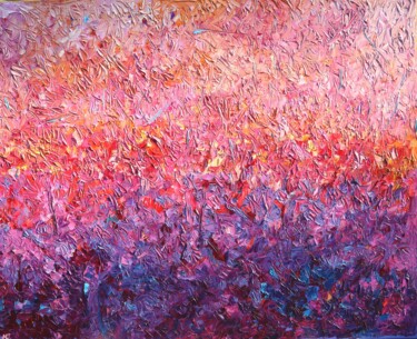 Textured abstract impasto palette knife purple blue oil art 제목이 "Textured abstract i…"인 미술작품 Magdalena Walulik로, 원작, 기름