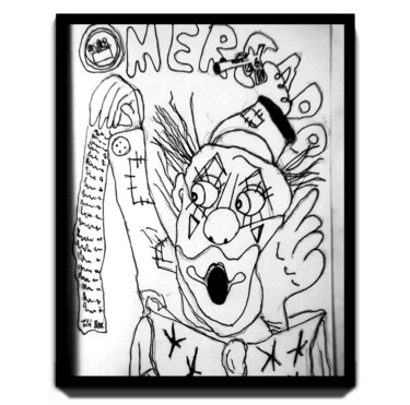 Dibujo titulada "Payaso con ticket d…" por Fernando Rubio, Obra de arte original, Tinta