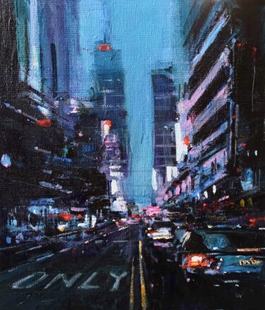 Peinture intitulée "Times Square, réf :…" par Philippe Perennou, Œuvre d'art originale, Huile Monté sur Châssis en bois