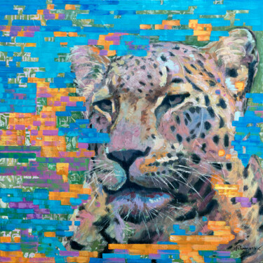 „Quo vadis?" Nr. 4, Leopard 绘画 标题为“„Quo vadis?" Nr. 4,…” 由Uwe Fehrmann, 原创艺术品, 丙烯 安装在木质担架架上