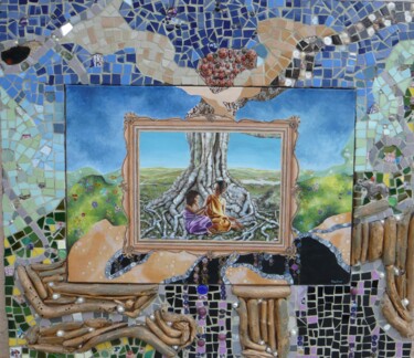 Peinture intitulée "L'Arbre de vie" par Aveline, Œuvre d'art originale, Acrylique