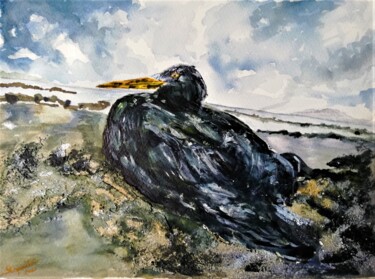 Painting titled "Voar como?" by Solange Esposito (SEsposito), Original Artwork, Watercolor
