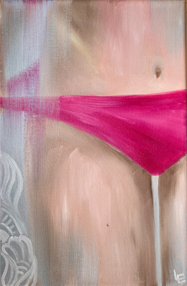 Naughty girl - sexy hips small oil painting gift for friend Картина под названием "Naughty girl - sexy…" - Elena Polak, Подлинное произведение искусства, Масло Установлен на Деревянная…
