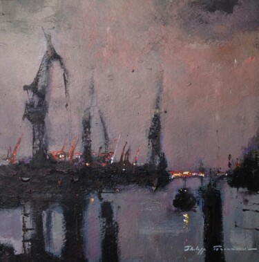 Malerei mit dem Titel "Hamburg" von Philippe Perennou, Original-Kunstwerk, Acryl Auf Keilrahmen aus Holz montiert