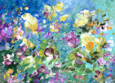绘画 标题为“Explosion Of Joy 22” 由Miki De Goodaboom, 原创艺术品, 丙烯 安装在纸板上