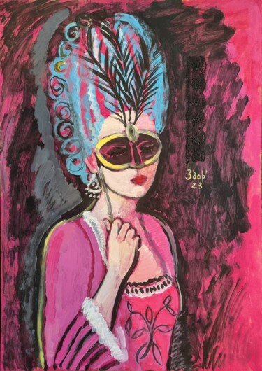 绘画 标题为“Girl with a mask” 由Liuba Zdor, 原创艺术品, 丙烯