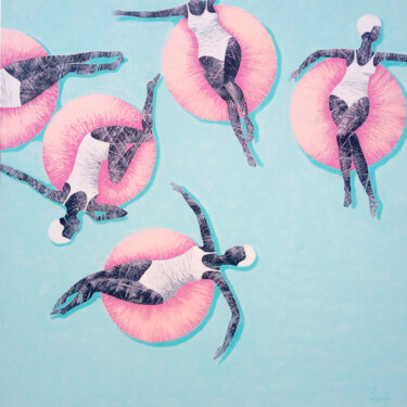 Painting titled "Girls sunbathing" by Oleh Lavrii, Original Artwork, Acrylic