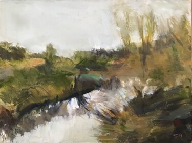 제목이 "Hambleton-Skelton"인 미술작품 Sandra Haney로, 원작, 기름 나무 들것 프레임에 장착됨