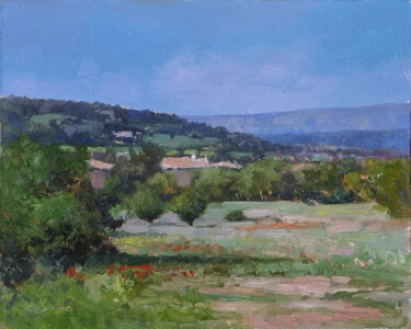 Peinture intitulée "Le Luberon vers Apt" par Pascal Giroud, Œuvre d'art originale, Huile