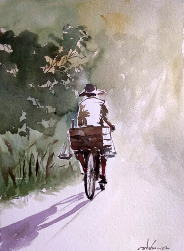 Painting titled "Making Ends Meet" by Thejana Roshan Kumara, Original Artwork, Watercolor