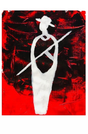 Painting titled "OGUM (VIVÊNCIA DE T…" by Juliana Cesarc (JUU U), Original Artwork, Ink