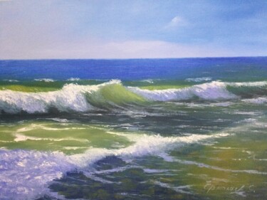 Painting titled "Waves" by Sergei Jermolajev, Original Artwork, Oil