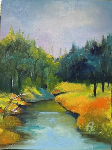 Peinture intitulée "Paysage" par Brigitte Bouron, Œuvre d'art originale, Huile