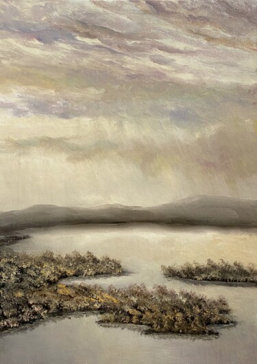 RAINY LAKE — MODERN IMPRESSIONISM LANDSCAPE SMALL OIL PAINT "RAINY LAKE — MODERN…" başlıklı Tablo Ildar Minnegalimov (exesalle) tarafından, Orijinal sanat, Petrol