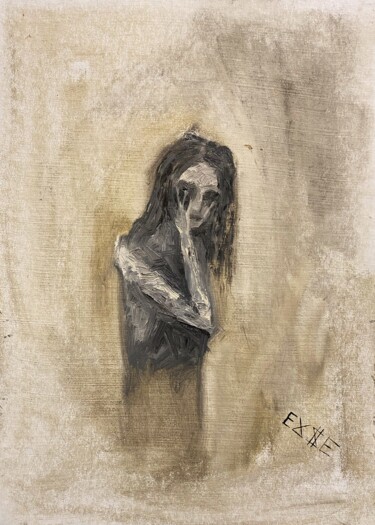 YOU WON’T SEE FEAR IN MY EYES — CONTEMPORARY FIGURATIVE ART Malerei mit dem Titel "YOU WON’T SEE FEAR…" von Ildar Minnegalimov (exesalle), Original-Kunstwerk, Öl