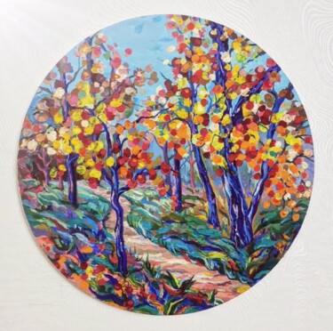 Painting titled "Artist-autumn" by Volha Trus, Original Artwork, Acrylic