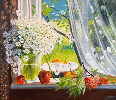 Sunny day Painting titled "Sunny day" by Anna Pavlovich-Naneva, Original Artwork, Oil Mounted on Wood Stretcher frame