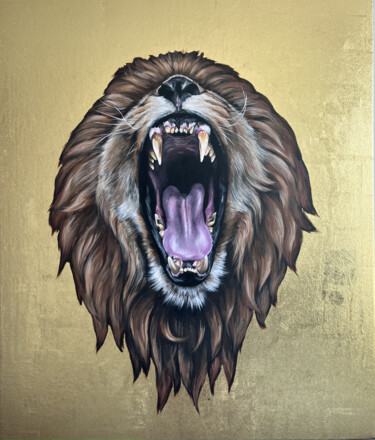 绘画 标题为“Lion 2” 由Alina Shimova, 原创艺术品, 丙烯 安装在木质担架架上