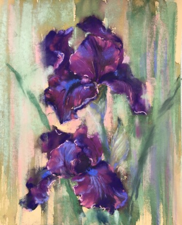 Drawing titled "VIOLET IRIS" by Ksenia Lutsenko, Original Artwork, Pastel