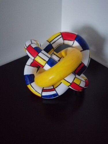 Sculpture intitulée "Mondrian bow" par Carole Carpier, Œuvre d'art originale, Bois