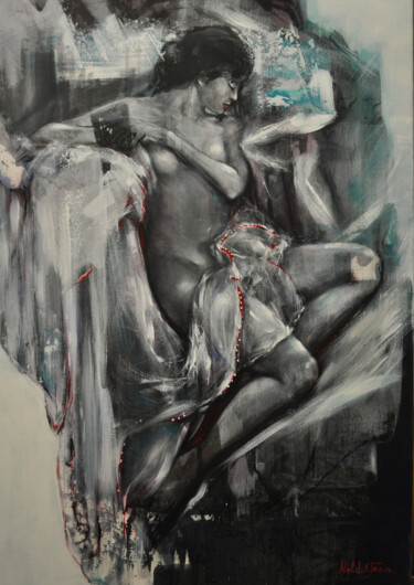 Woman at rest Painting titled "Woman at rest" by Jana Noldin, Original Artwork, Acrylic Mounted on Wood Stretcher frame