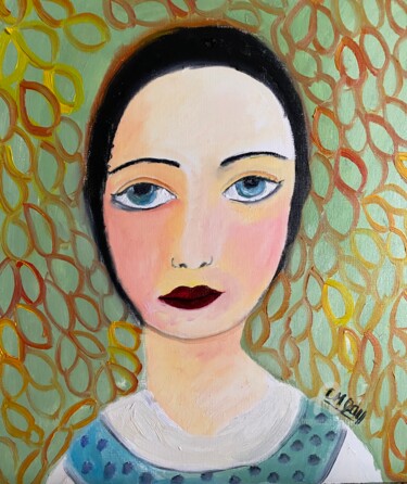 Peinture intitulée ""Dans les yeux d'Oc…" par Claire Marie Gay, Œuvre d'art originale, Huile Monté sur Panneau de bois