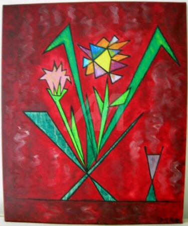 Peinture intitulée "Les fleurs ont soif" par Madorssane, Œuvre d'art originale, Huile