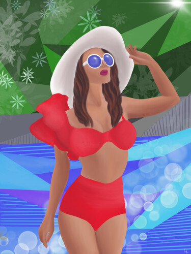 Let's chill - sumer vibe print on canvas limited edition Цифровое искусство под названием "Let's chill - sumer…" - Elena Polak, Подлинное произведение искусства, Цифровая живопись