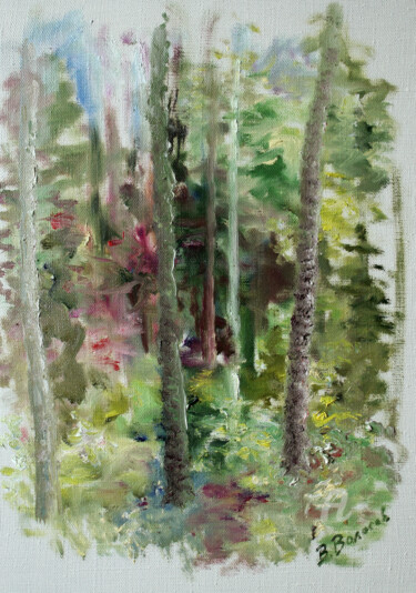 In the thicket. Pittura intitolato "In the thicket." da Vladimir Volosov, Opera d'arte originale, Olio Montato su Telaio per barella in legno
