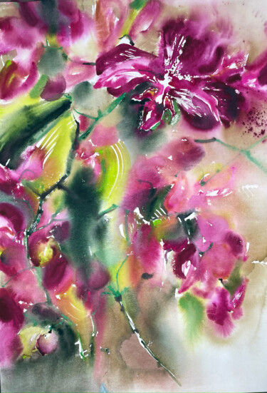 绘画 标题为“Orchid IV” 由Iuliia Tretiakova, 原创艺术品, 水彩