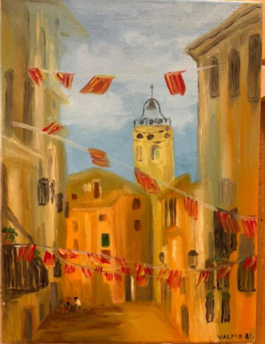 JOUR DE FÊTE A LA TORRE Peinture intitulée "JOUR DE FÊTE A LA T…" par Valérie Morin, Œuvre d'art originale, Huile Monté sur Châssis en bois