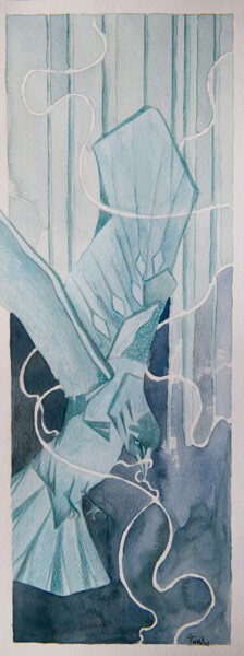 제목이 "Corbeau bleu #1"인 미술작품 Emma Plesse로, 원작, 수채화