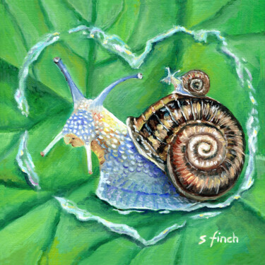 Spirit of Snail Malerei mit dem Titel "Spirit of Snail" von Sonia Finch, Original-Kunstwerk, Öl Auf Keilrahmen aus Holz montiert