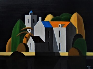 Peinture intitulée "arbres jaunes" par Sylvie Pinon, Œuvre d'art originale, Acrylique Monté sur Châssis en bois