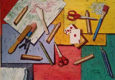 Nature morte . Oeuvre originale , art contemporain . 绘画 标题为“Nature morte . Oeuv…” 由Bertrand Jost, 原创艺术品, 丙烯 安装在木质担架架上