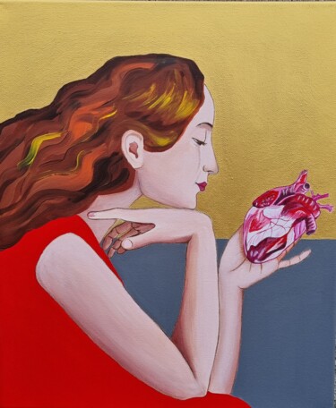 Painting titled "Je parle à mon cœur" by Sophie Ackermann, Original Artwork, Acrylic