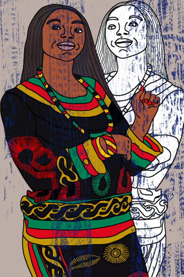 Arts numériques intitulée "camerounaise" par Mildrède Brevet, Œuvre d'art originale, Peinture numérique
