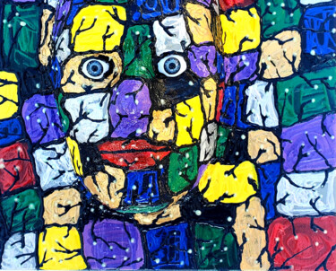 Escultura intitulada "Colorful 3D Face Ar…" por Anthony Saldivar, Obras de arte originais, Acrílico