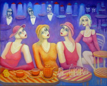 绘画 标题为“Bar - przyjaciółki” 由Bohdan Wincenty Łoboda, 原创艺术品, 丙烯