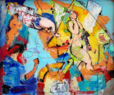 Peinture intitulée "Confidential Dialog" par Jean-Claude Sgro, Œuvre d'art originale, Acrylique Monté sur Châssis en bois
