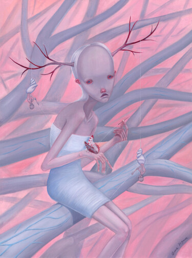 绘画 标题为“Loop” 由Julia Kuzina, 原创艺术品, 油 安装在木质担架架上