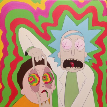 绘画 标题为“Rick e Morty psy co…” 由Luigi Monti, 原创艺术品, 油