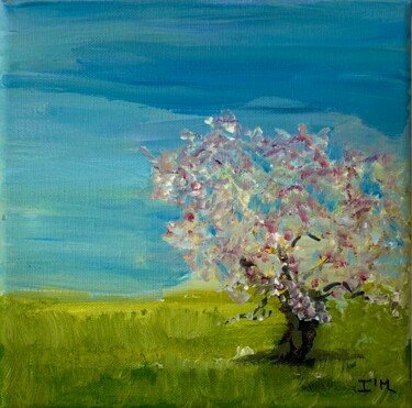 Painting titled "Arbre n°10" by Isabelle Marthouret Brisset, Original Artwork, Oil Mounted on Wood Stretcher frame
